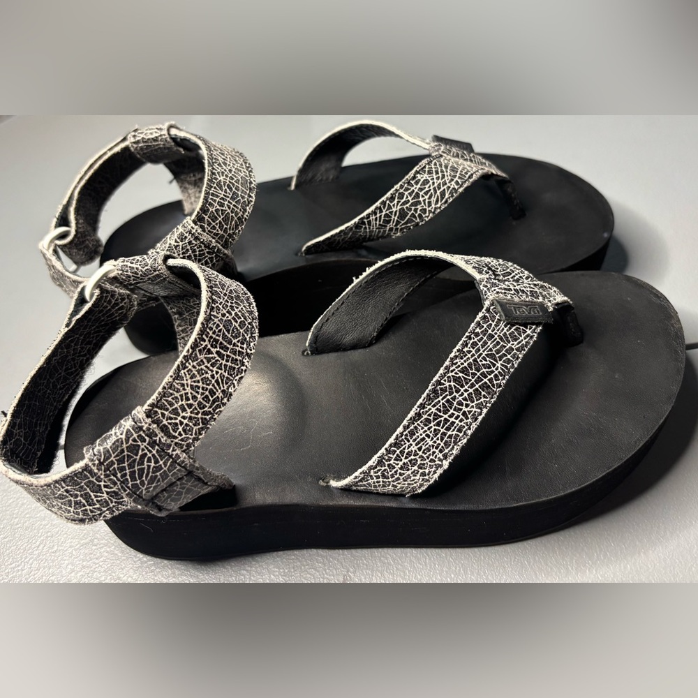 Teva Black Sandals with White Crackle Straps